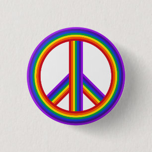 Botón de signo de paz arco iris