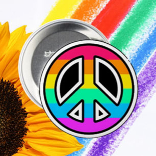 Botón de Signo de Paz Arcoíris