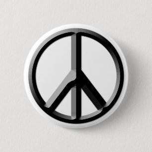 Botón de signo de paz de plata y negro