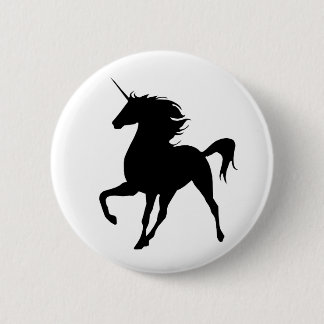 botón de silueta de unicornio negro