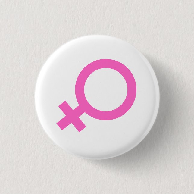 Botón de Símbolo de Género Femenino Rosa  (Anverso)