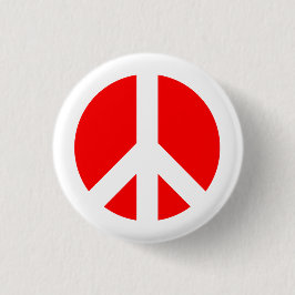 Botón de símbolo de paz blanco y rojo