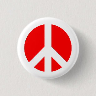 Botón de símbolo de paz blanco y rojo