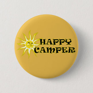 botón de sol de feliz camping