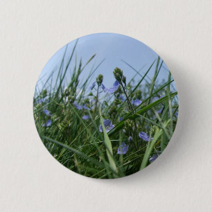 Botón de sombreado de flor azul / Insignia