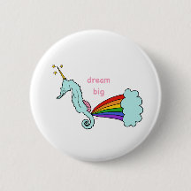 botón de soñador de unicornio de caballo de mar
