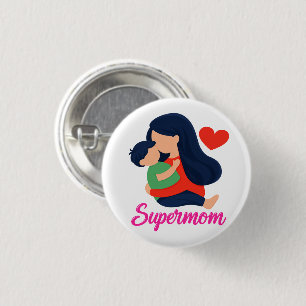 Botón de Supermamá Madre e Hijo Pin