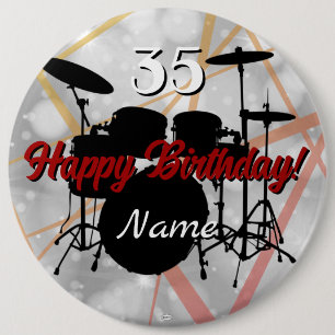 Botón de tema de cumpleaños de baterista HAMbWG