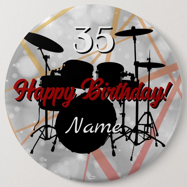 Botón de tema de cumpleaños de baterista HAMbWG (Anverso)