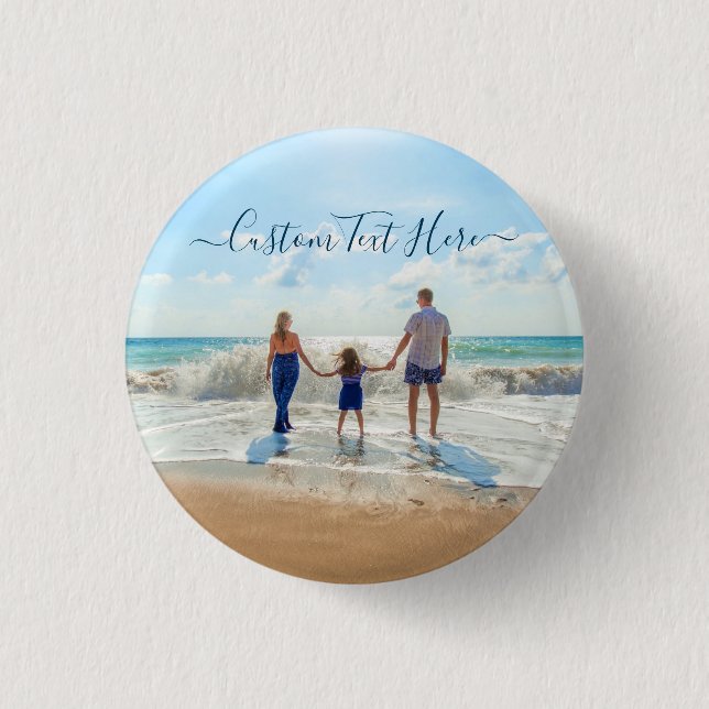 Botón de texto de foto personalizado regalo de fot (Anverso)