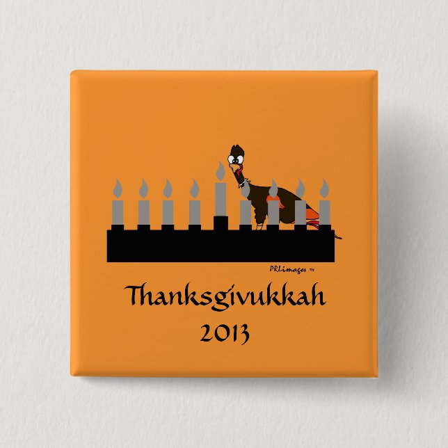 Botón de Thanksgivukkah Menorah (Anverso)