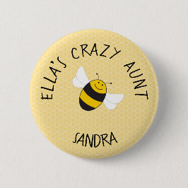 Botón de tía loca para la ducha de bebé de abejorr