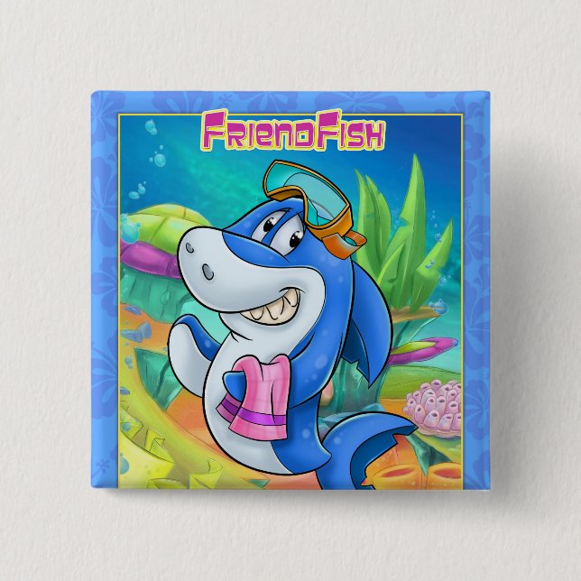 botón de tiburón personalizado lindo (Anverso)