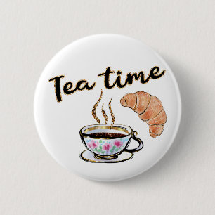 Botón de tiempo del té, botón Tea, botón redon