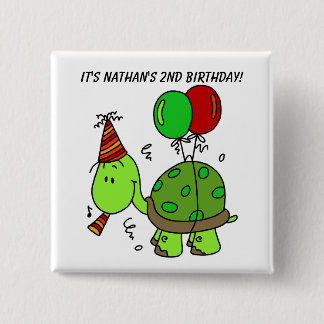 botón de tortuga de cumpleaños personalizado