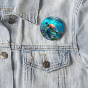 Botón de Tortuga Personalizado con Imagen Regalo Ú