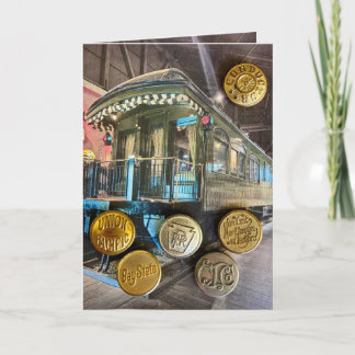 Botón de tren postal de tarjeta ferroviaria
