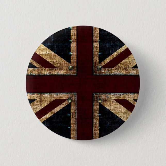 botón de Union Jack del diseño del vintage (Anverso)