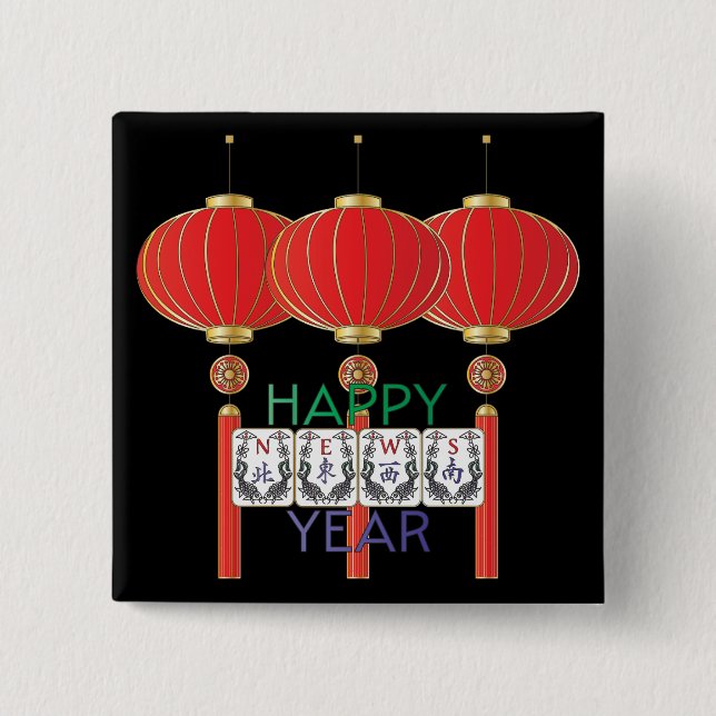 Botón de vacaciones de noticias de Mah Jongg (Anverso)