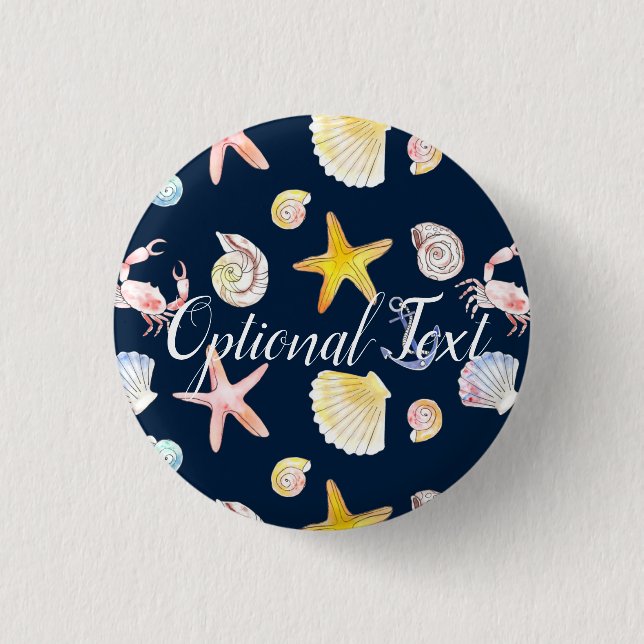 Botón de vida marina y anclas (oscuro) (Anverso)