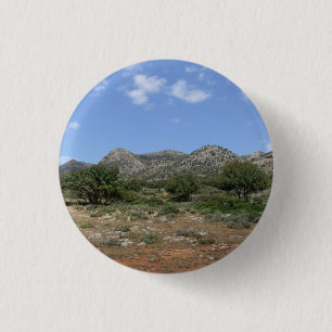 Botón de vista de montaña griego / placa
