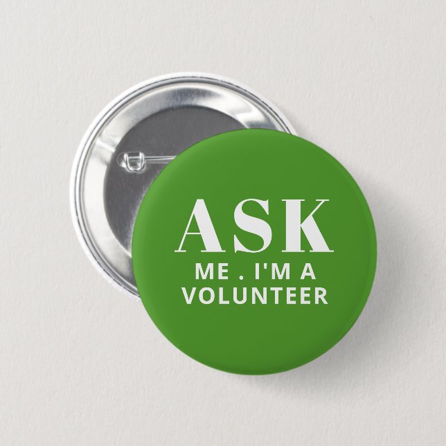 Botón de voluntario Pregúntame Verde (Anverso y reverso)