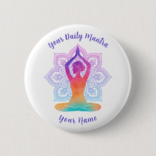 Botón de Yoga Personalizado con Nombre y Mantra