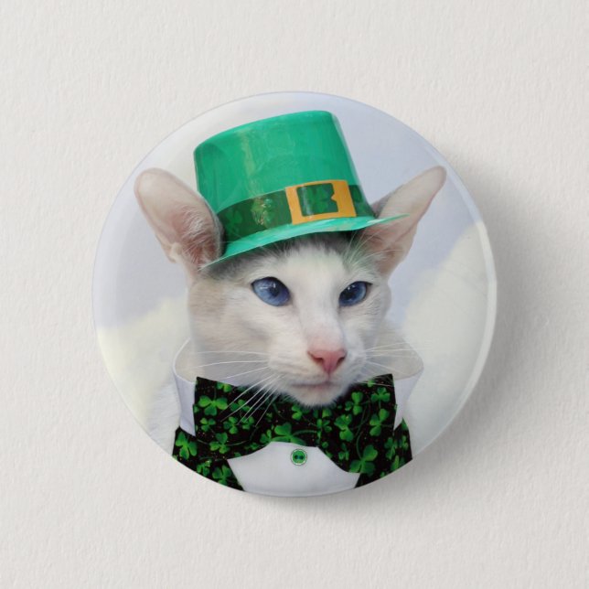Botón del amante del gato del día de St Patrick (Anverso)