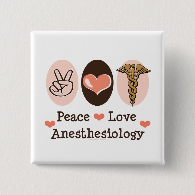 Botón del Anesthesiology del amor de la paz (Anverso)