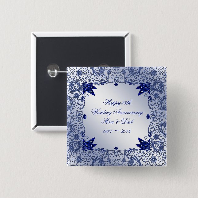Botón del aniversario de boda del zafiro 45.o (Anverso y reverso)