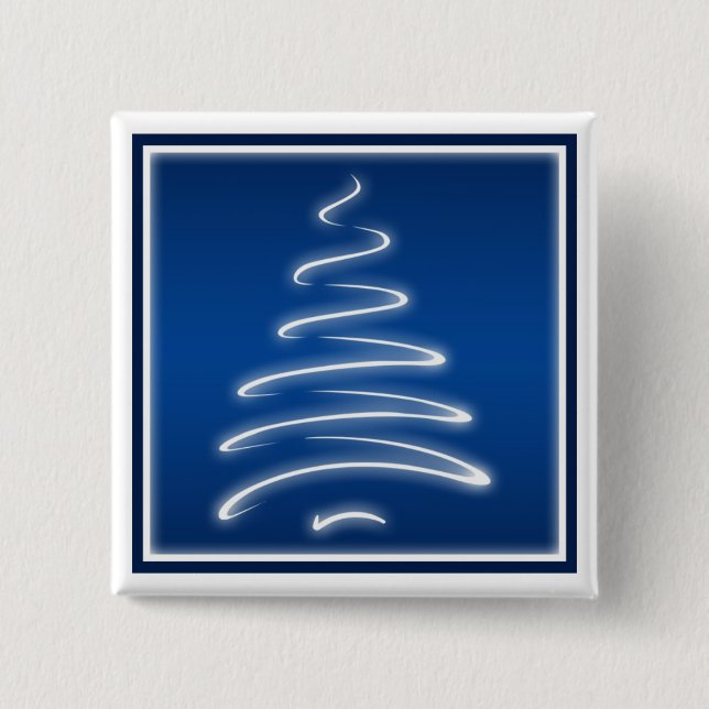 Botón del árbol de navidad del remolino en azul (Anverso)