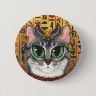 Botón del arte del gato de Bastet del egipcio de