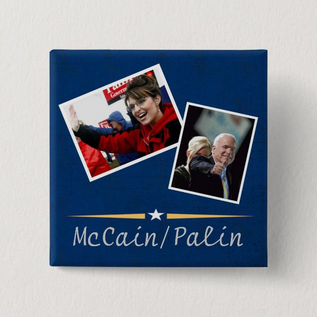 Botón del azul de McCain/Palin (Anverso)