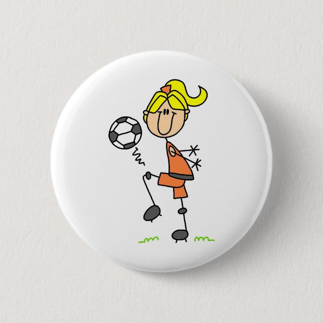 Botón del balón de fútbol del chica que hace (Anverso)