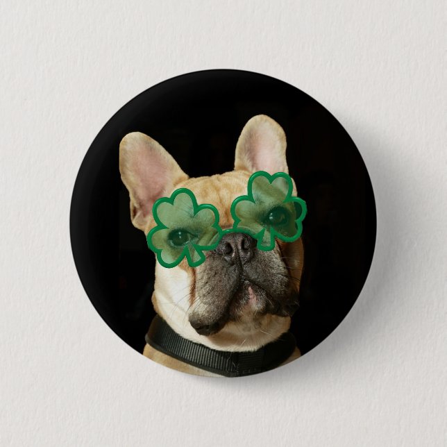 Botón del bulldog francés del día de St Patrick (Anverso)