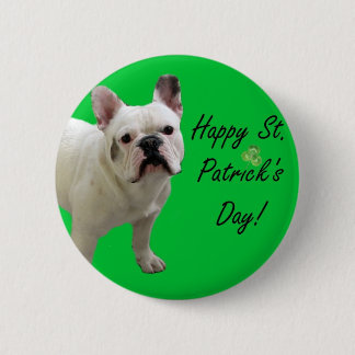 Botón del bulldog francés del día de St Patrick