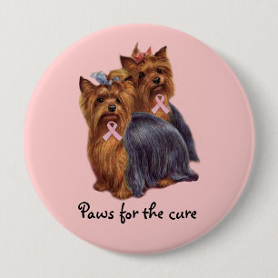 Botón del cáncer de pecho de Yorkshire Terrier