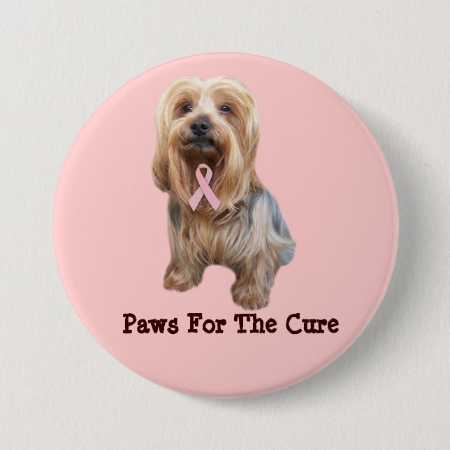 Botón del cáncer de pecho de Yorkshire Terrier (Anverso)