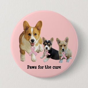 Botón del cáncer de pecho del Corgi Galés del
