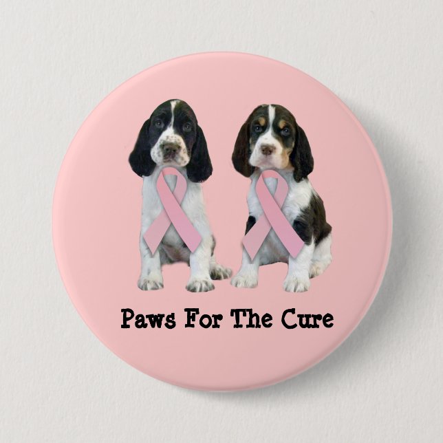 Botón del cáncer de pecho del perro de aguas de (Anverso)