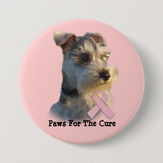 Botón del cáncer de pecho del Schnauzer miniatura (Anverso)