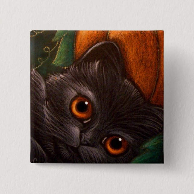 Botón del CAT NEGRO HALLOWEEN de la FANTASÍA (Anverso)