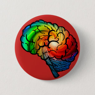 Botón del cerebro del arco iris del orgullo de