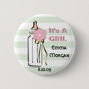 Botón del chica de la botella de bebé