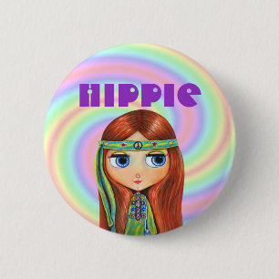 Botón del chica del Hippie