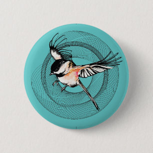 Botón del Chickadee de la acuarela
