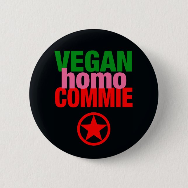 Botón del Commie del homo del vegano (Anverso)