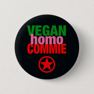 Botón del Commie del homo del vegano