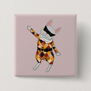 Botón del conejito del Harlequin del baile