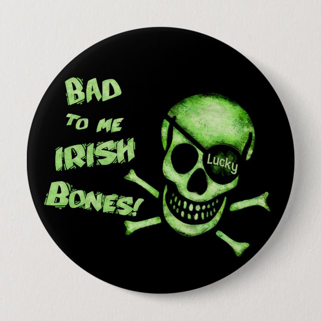 Botón del cráneo del pirata del día de St Patrick (Anverso)